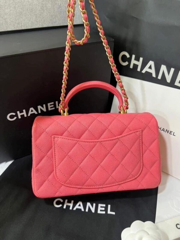 Chanel bag mini top handle in pink caviar GHW - Image 3