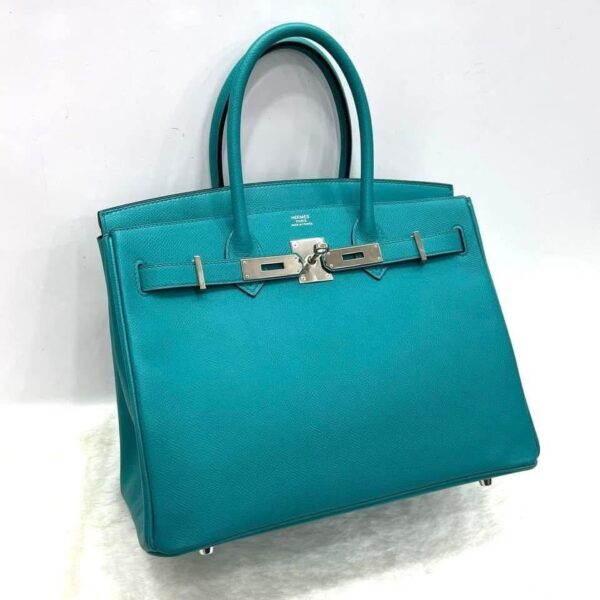 Birkin 30 B30 Blue Bleu Paon Epsom Leather PHW stamp X