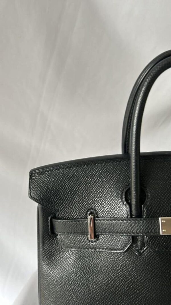 Birkin 25 B25 Noir Black Epsom Leather PHW stamp K Square - Image 6