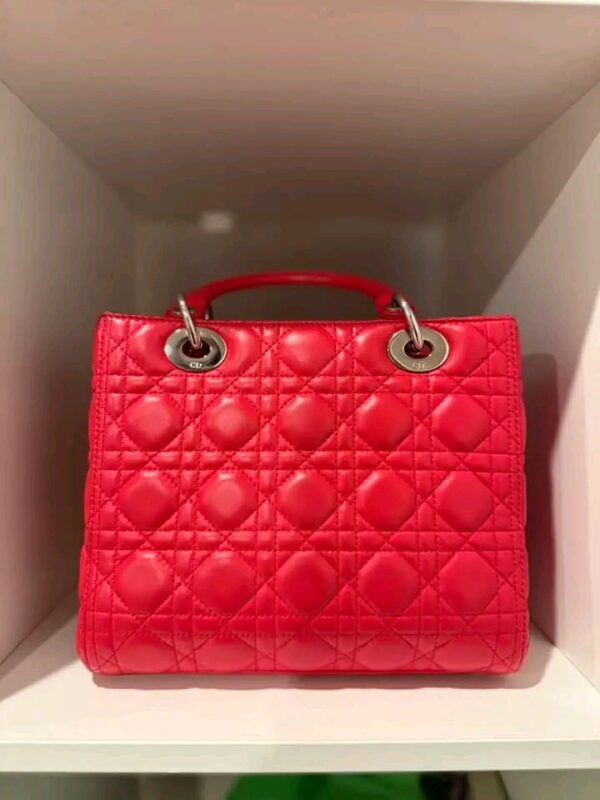 Lambskin Cannage Medium Lady Dior Red - Image 4