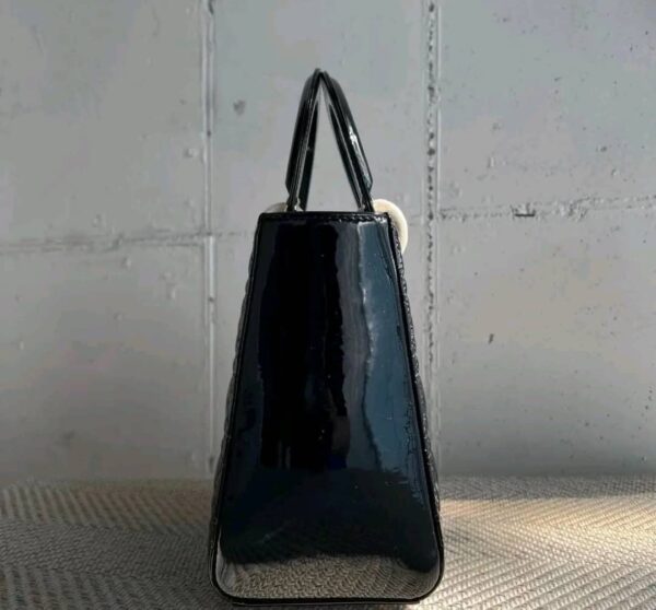 Small Lady Dior Bag Black Patent Cannage Calfskin - Image 7