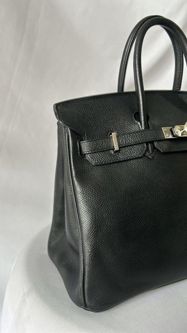 Birkin 25 B25 Noir Black Epsom Leather PHW stamp K Square - Image 3