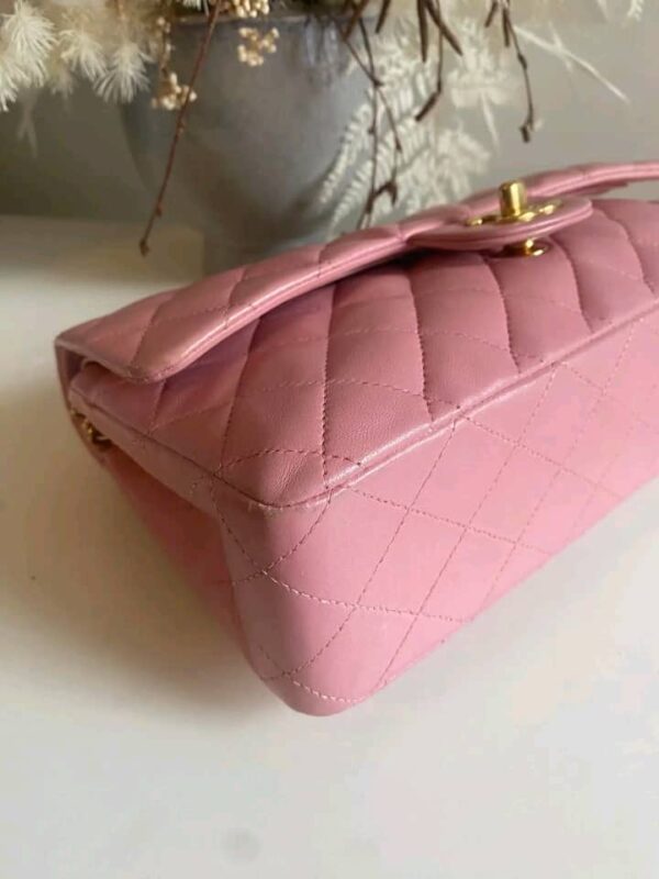 Vintage Chanel Pink Quilted Lambskin Classic Flap Medium GHW. - Image 4