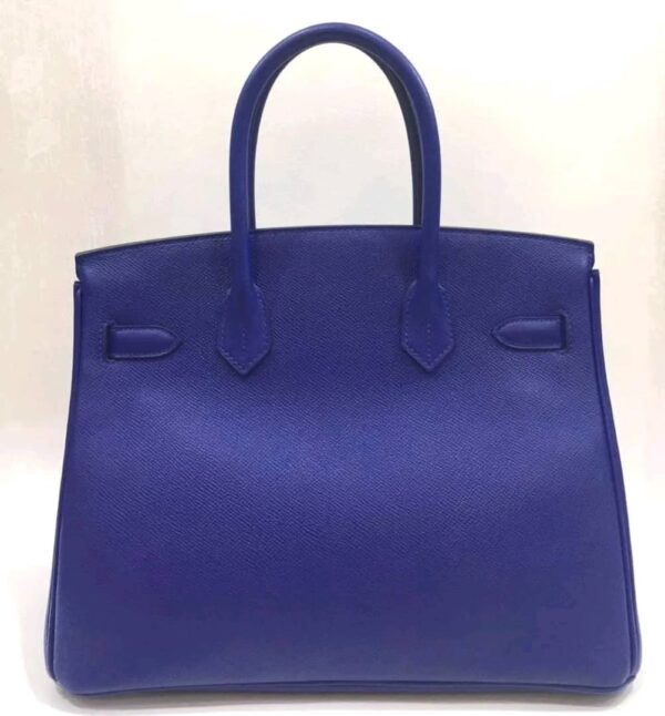 Birkin 30 B30 Blue Electric Bleu Electrique Epsom Leather PHW stamp R year 2014 - Image 3