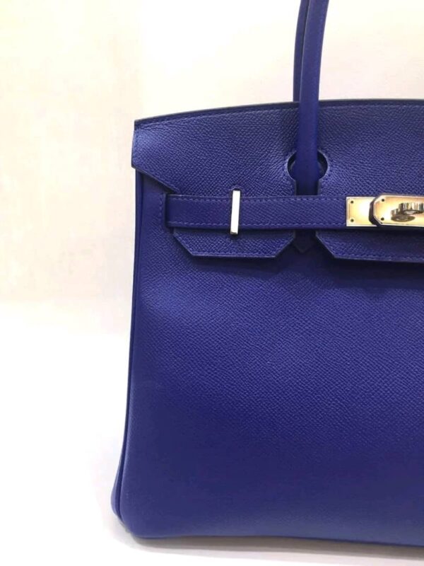 Birkin 30 B30 Blue Electric Bleu Electrique Epsom Leather PHW stamp R year 2014 - Image 6